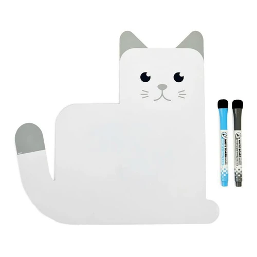 לוח מחיק  מגנטי למקרר חתול Meow - צבע לבן