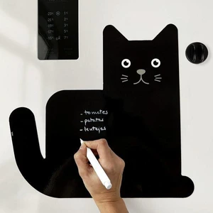 לוח מחיק מגנטי למקרר חתול Meow - צבע שחור