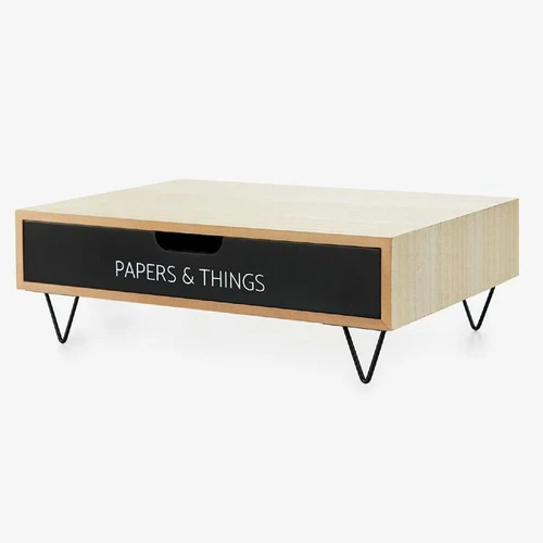 מעמד למסך מחשב עם מגירה Papers & Things - שחור
