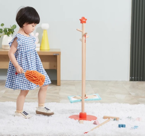 ערכת כלי ניקוי לבית מעץ 5 חלקים + מעמד