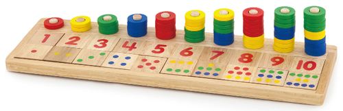 לוח ספירה 1-10 והתאמת מספרים מעץ מלא