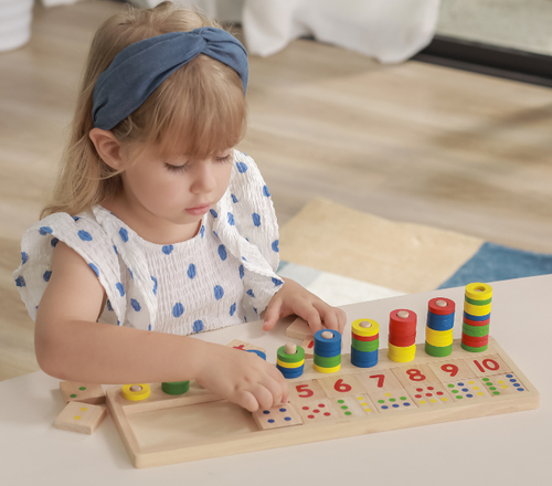 לוח ספירה 1-10 והתאמת מספרים מעץ מלא