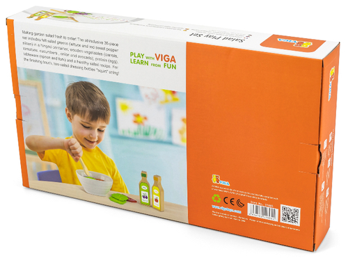 סט להכנת סלט ירקות מעץ ולבד 51 חלקים