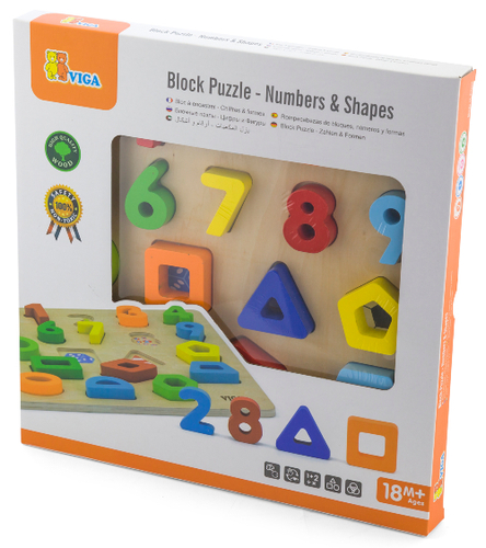 לוח לימוד צורות, מספרים וצבעים מעץ