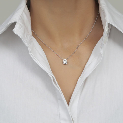 שרשרת ותליון טיפת יהלומים 0.30ct זהב 14K