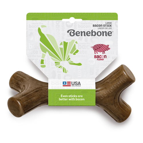 בנבון עצם בייקון L צעצוע לעיסה Benebone Bacon Stick Large