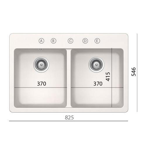כיור  נבדה N-200 התקנה שטוחה, קריסטדור, גרמני, 82/54 ס״מ 