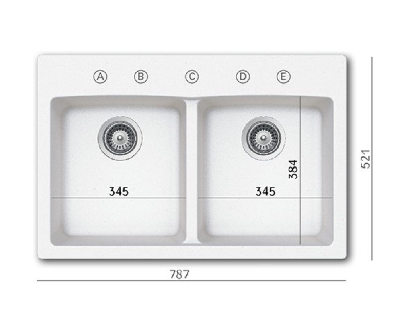 כיור אינספיריישן N-200 התקנה שטוחה, קריסטלייט, גרמני, 78/52 ס״מ 