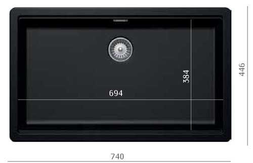 כיור גרינוויץ N-100XL התקנה שטוחה, קריסטדור, גרמני, 74/44 ס״מ 