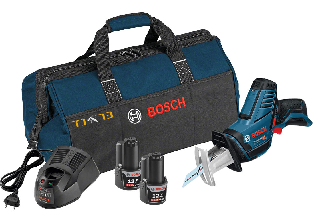 מסור חרב נטען קומפקטי 12V + שתי סוללות 2.5AH
