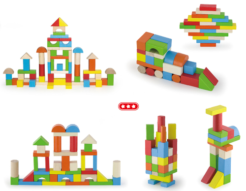 דלי 80 קוביות בנייה מעץ