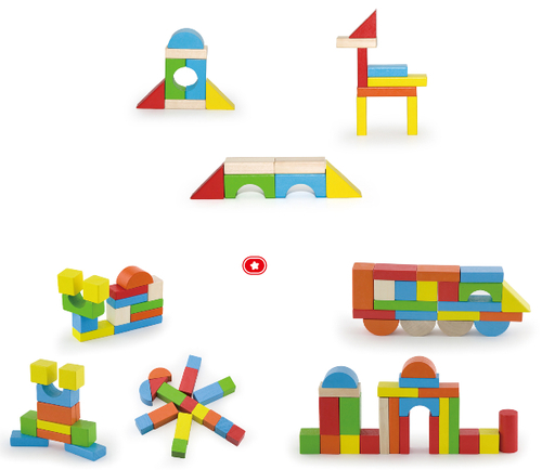 דלי 80 קוביות בנייה מעץ