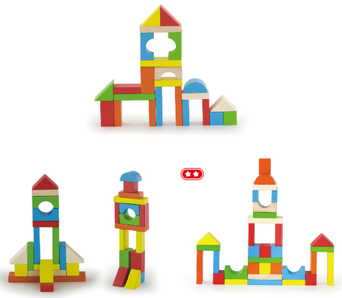 דלי 80 קוביות בנייה מעץ