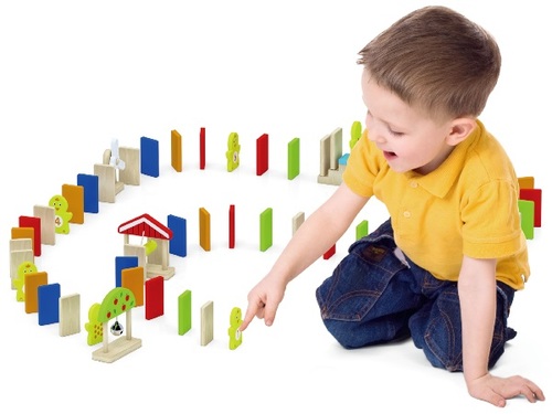 דלי 116 לבני דומינו צבעוניות מעץ מלא