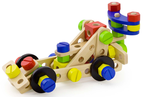 דלי 68 קוביות בנייה מעץ - אומים וברגים