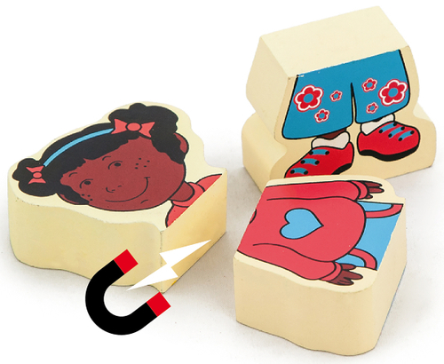 סט הרכבת 4 בובות מגנטי מעץ 12 חלקים