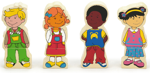 סט הרכבת 4 בובות מגנטי מעץ 12 חלקים