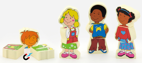 סט הרכבת 4 בובות מגנטי מעץ 12 חלקים