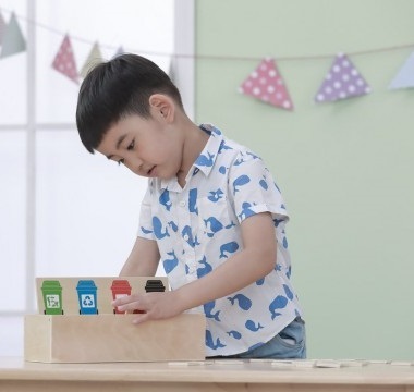 משחק מיון 52 חלקים בקופסת עץ רב פעמית - מיחזור