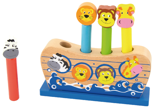 תיבת נוח צבעונית עם ארבע חיות קופצות