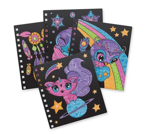 נבולוס - חוברת צביעה קטנה עם 12 לוחות קטיפה לצביעה, כולל 5 טושים צבעוניים