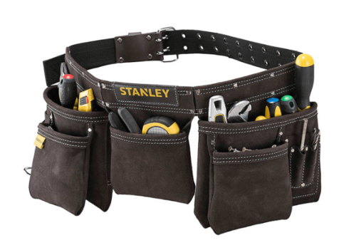 חגורת כלים עם 5 כיסים ותפס לפטיש STANLEY