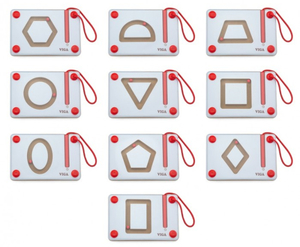 10 לוחות מגנטיים ללימוד צורות בתיבת עץ