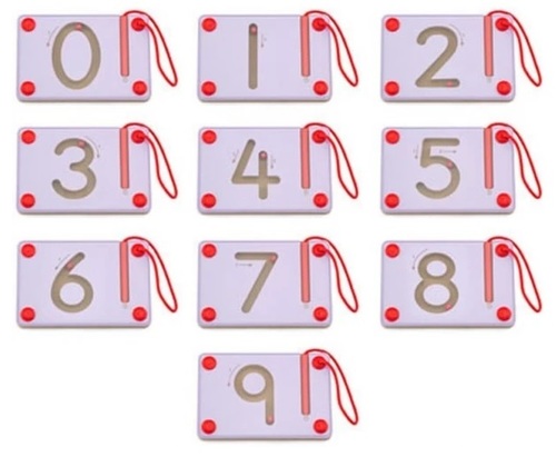 10 לוחות מגנטיים 0-9 ללימוד ספרות בתיבת עץ