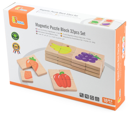 סט 32 פאזלים מגנטיים  - פירות וירקות