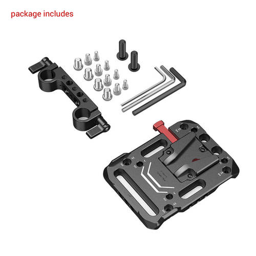 פלטה לסוללות V-LOCK עם מחבר למוטות 15 מ
