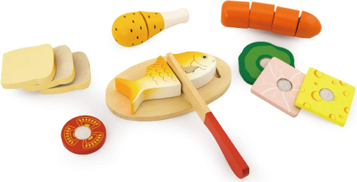 קופסת אוכל עם ארוחה מעץ מלא 17 חלקים