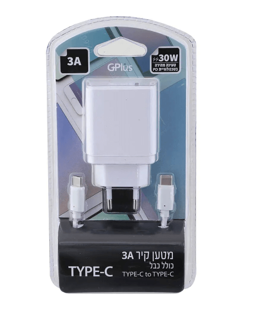 מטען קיר מהיר TYPE C וכבל 3A דגם GPL-PD3301/TYPE-C