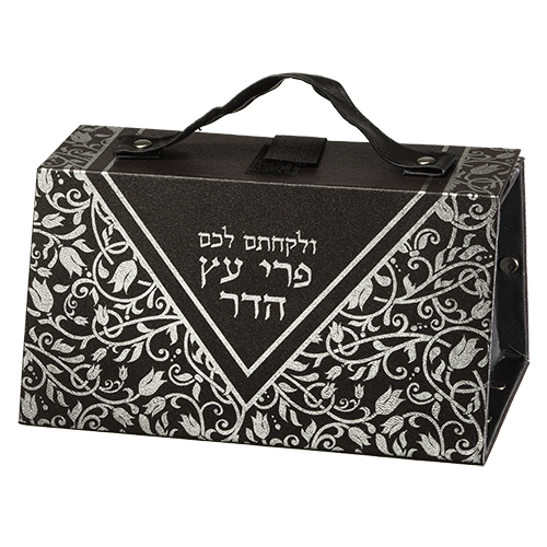 כלי לאתרוג דמוי עור הדפסה כסף 11X19X13 ס