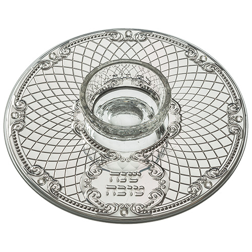 כלי זכוכית לדבש מהודר עם פלקטה וכפית עץ 19 ס"מ