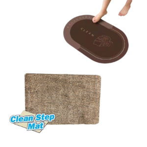 שטיח אמבטיה זוגי PVC אובלי וחום – נגד החלקה מתייבש מהר