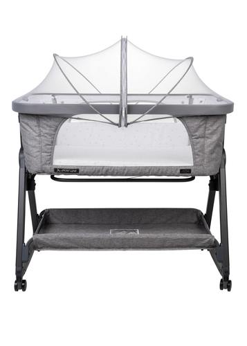 עריסה נצמדת למיטת הורים נועה NOA עם מצבי גובה, כילה ומשטח אחסון - שלד אפור/אפור