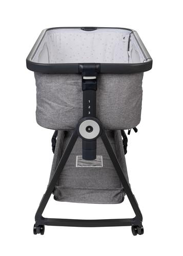 עריסה נצמדת למיטת הורים נועה NOA עם מצבי גובה, כילה ומשטח אחסון - שלד אפור/אפור