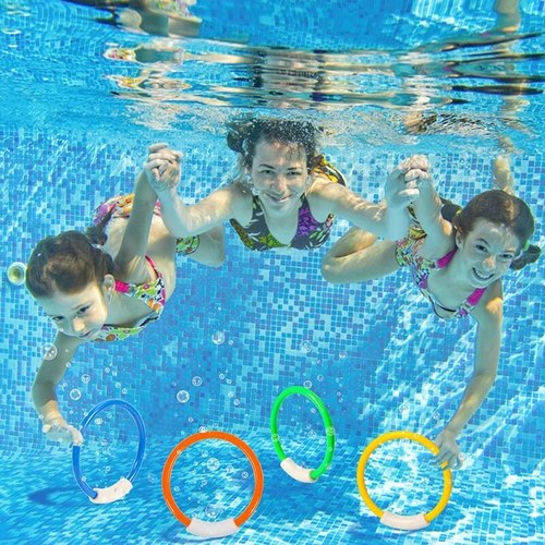 משחק בריכה - 4 טבעות בצבעים ומשקלים שונים לאימוני צלילה