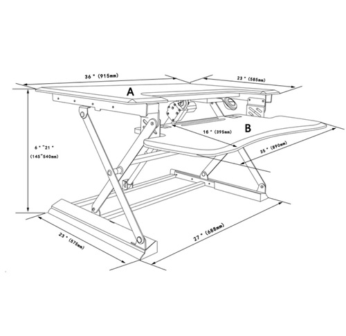 עמדת מחשב עמידה/ישיבה מתכווננת ארגונומית Casiii UP36 חשמלית