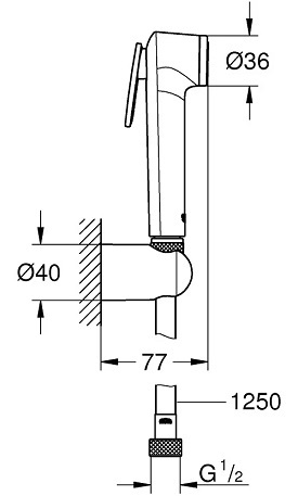 מתיזן בידה לשירותים סט קומפלט GROHE דגם 26354000