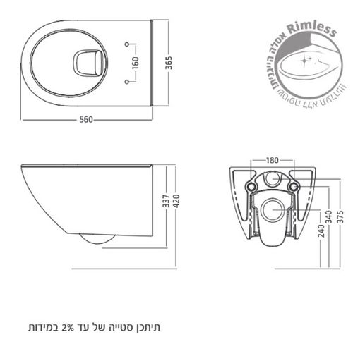 מפרט טכני לאסלה תלויה רימלס גאליס חמת