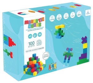 ערכת 100 חלקים קוביות מגנטיות להרכבה בתלת מימד + כרטיסיות דגמים