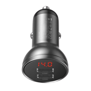 מטען רכב כפול  24W 4.8A USB2 צג מבית Baseus