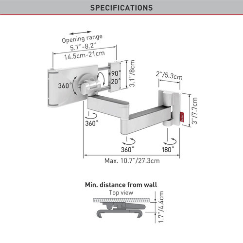 דגם T54 - זרוע ברקן עם תנועה מלאה לטאבלט 7-12 אינץ'