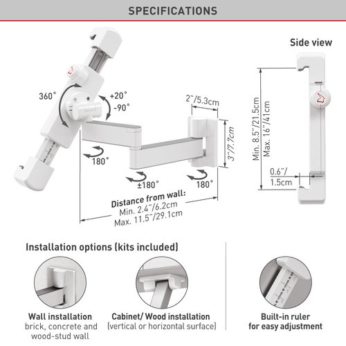 דגם T72 - זרוע ברקן תנועה מלאה לטאבלט 7 - 14 אינץ'
