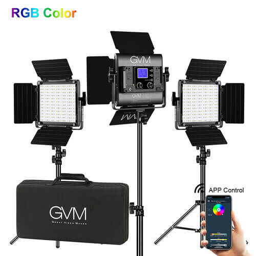 קיט 3 תאורות וידאו GVM 800D-RGB
