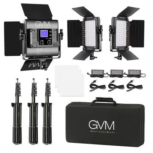 קיט 3 תאורות וידאו GVM 800D-RGB