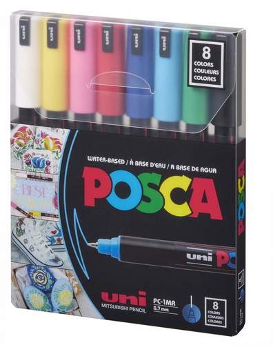 סט 8 מרקר פוסקה דק UNI POSCA | PC 1MR