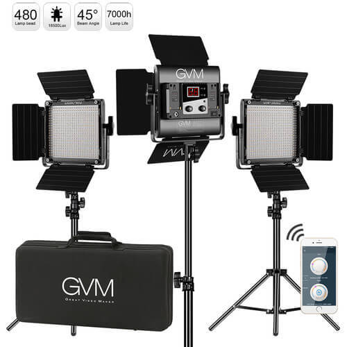 קיט 3 תאורות וידאו GVM 560AS Bi-Color 