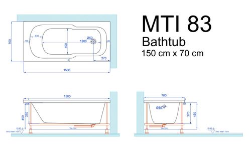  אמבטיה mti-83 170*70 לבן מבריק(כולל גקוזי) 